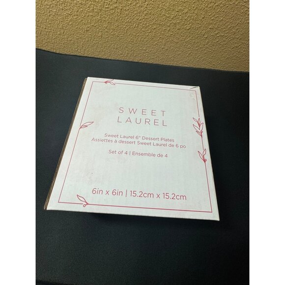 Sweet Laurel 6" Dessert Plates Set Of 4- 2 Floral & 2 Pink New In Box - Picture 2 of 7